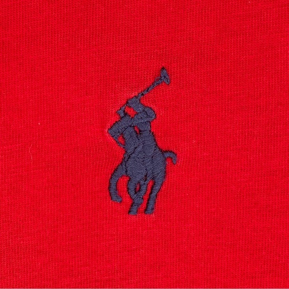 POLO Ralph Lauren Red Short Sleeve Classic Fit T-Shirt with Navy Polo Player - Picture 2 of 9